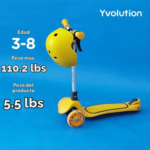 Vista 6 de Yvolution Y Glider Air Scooter for Kids, 3 Wheel Scooter for Toddlers 4 Adjustable Height Glider with Kick Scooters, Lean to Steer with LED Flashing