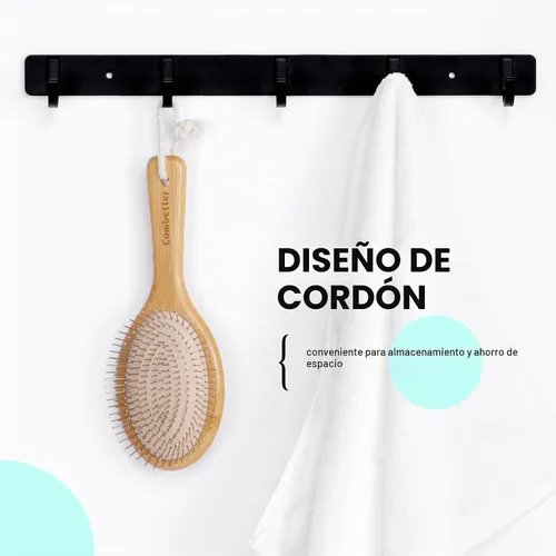 Vista 4 de Cepillo de pelo Combetter de bambú, para alisar el cabello y masajear el cuero cabelludo, cepillo desenredante antiestático, cepillo de madera