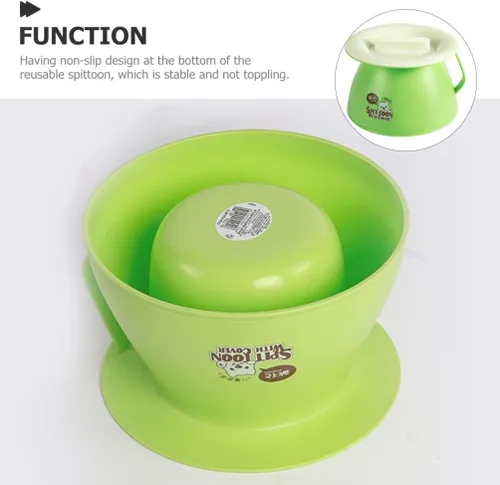 Vista 6 de COHEALI - Escupitón para niños con tapa, pequeña olla portátil para orina de 8.26 x 8.26 x 5.51 pulgadas, cubo duradero para mesita de noche, diseño