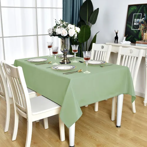Vista 22 de Mantel Cuadrado Verde Manzana Impermeable Resistente a las Manchas Sin Arrugas Mantel de Mesa de Poliéster 210GSM Limpiable Cubierta de Mesa