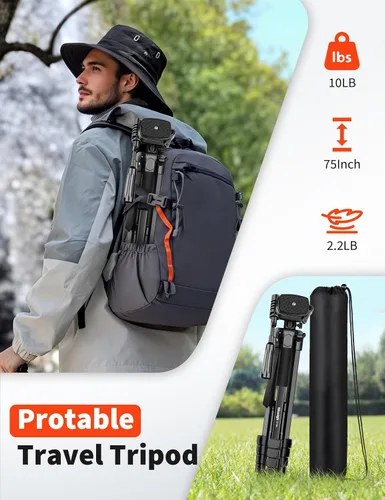 Vista 7 de Nineigh Soporte de trípode para teléfono de 75", trípode superior para iPhone con control remoto, montaje horizontal portátil para video