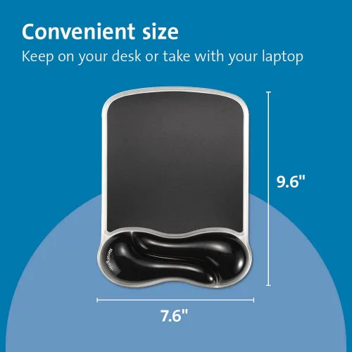 Vista 2 de Kensington Duo Gel Wave Mouse Pad y reposamuñecas (K62413WW) Negro Amortiguación de gel con contorno ondulado, tamaño mediano, base