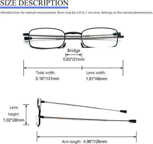 Vista 4 de Paquete de 3 lentes de lectura plegables con llavero, bolsas compactas, para mujeres y hombres, bloqueo de luz azul, bisagra de resorte, lectores
