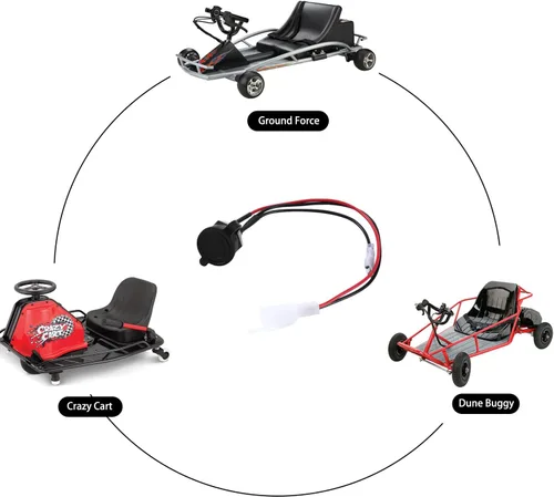 Vista 3 de KAMIER Puerto de cargador de 3 cables de repuesto para Razor Crazy Cart XL DLX Shift Ground Force Drifter Go Cart Kart Dune Buggy E325 E300 E200