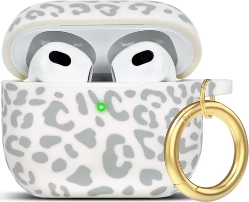 Vista 78 de Compatible con funda AirPods Pro 2019, Gawnock Funda de silicona suave y flexible para funda AirPods Pro para mujeres y niñas con llavero (Caqui)