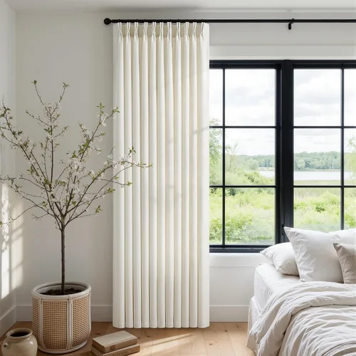 Vista 33 de Cortinas de lino extra anchas de 70 pulgadas de largo y 96 pulgadas Abedul Burlywood