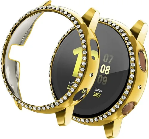 Vista 12 de FitTurn Funda protectora brillante compatible con Samsung Galaxy Watch Active2 de 1.575 pulgadas, 1.732 pulgadas, protector de placa de diamantes