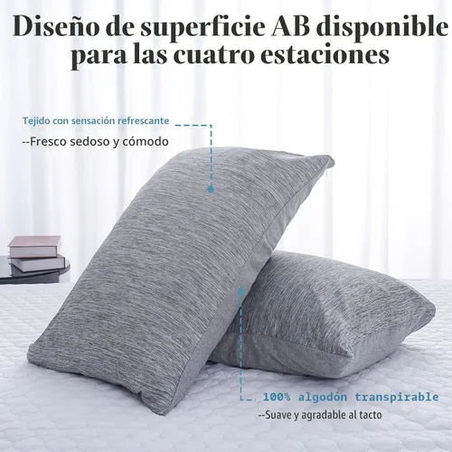 Vista 2 de CHOSHOME Fundas de almohada refrescantes con cremallera Fundas de almohada Q-Max > 0.45 con cremallera para personas que duermen con calor, suaves