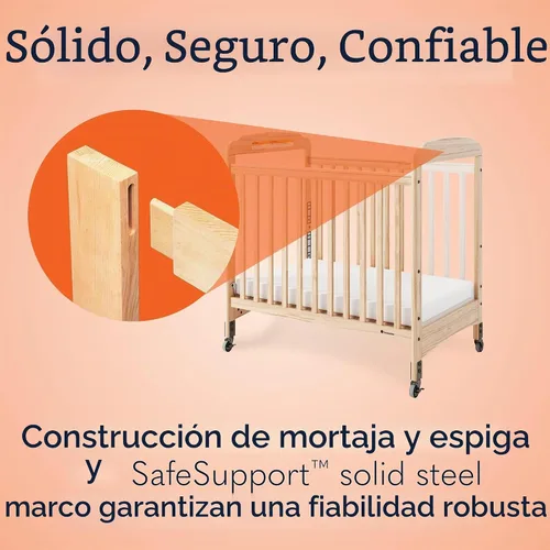 Vista 4 de Foundations Serenity - Cuna compacta Clearview para guardería, lado fijo, construcción de madera duradera, tablero de colchón ajustable, paneles