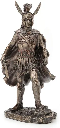 Vista 2 de Veronese Design Estatua de guerrero griego romano de Alexander The Great de 12 pulgadas con acabado de bronce antiguo
