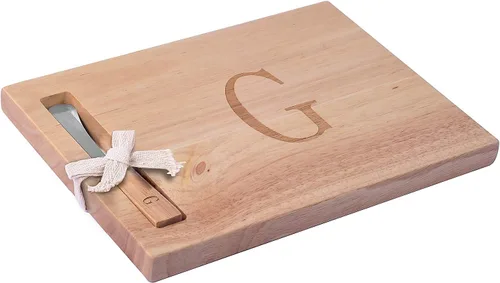 Vista 17 de Miicol Tabla de madera para charcutería, tabla de queso con monograma de 10 pulgadas, tabla de cortar inicial personalizada con esparcidor, regalo