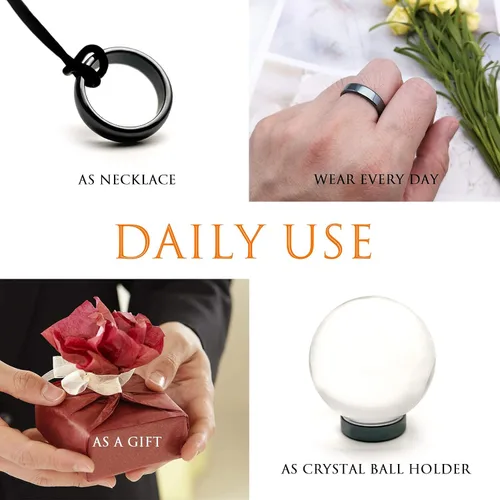 Vista 29 de Morchic - Anillos unisex de piedras de hematita, para equilibrar ansiedad, chakra raíz, (paquete de tamaños mixtos)