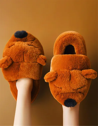 Vista 4 de Zapatos lindos para mujer, pantuflas de oso, pantuflas de animales, pantuflas acogedoras y mullidas, suaves y cálidas, para invierno, zapatos