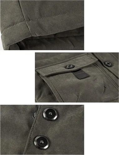 Vista 6 de Tanming - Abrigo de invierno para hombre con forro de piel sintética y capucha desmontable