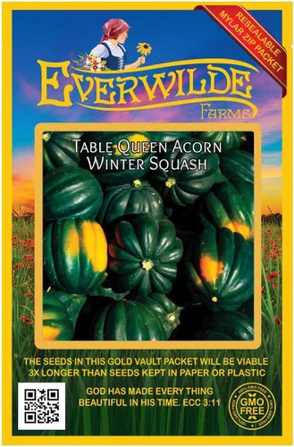 Vista 4 de Everwilde Farms - Semillas de calabaza de invierno de bellota Table Queen de 1 onza - Gold Vault