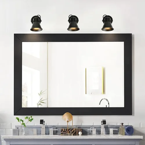 Vista 6 de KEESFU Iluminación de pista mini industrial para techo, luces de punto negras para interiores con cabezal de luz ajustable multidireccional, foco