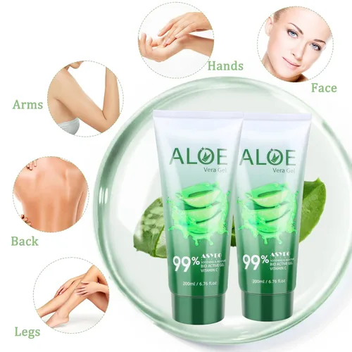 Vista 6 de Gel de aloe vera de 200 x 0.1 fl oz, 99% orgánico puro aloe vera hidratante facial y corporal, crema de aloe natural para piel seca, quemaduras