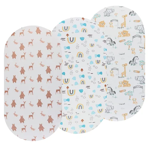 Vista 16 de Onacosht Juego de Sábanas de Moisés de 3 Piezas para Bebé Niño, Sábana Bajera Ajustable de Jersey Punto Suave Elástico Universal para Colchón