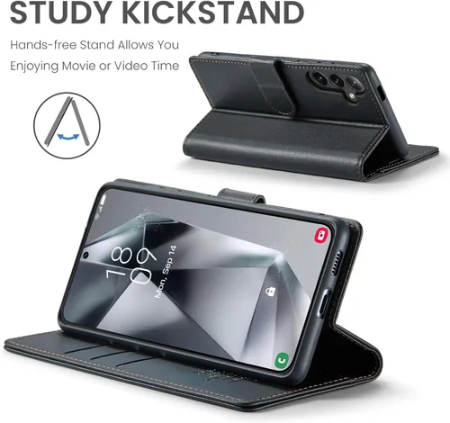 Vista 4 de FLIPALM - Funda tipo cartera para Samsung Galaxy A26 5G, color negro Titular de la tarjeta, bloqueo RFID, cuero PU Folio Flip, Kickstand, cubierta