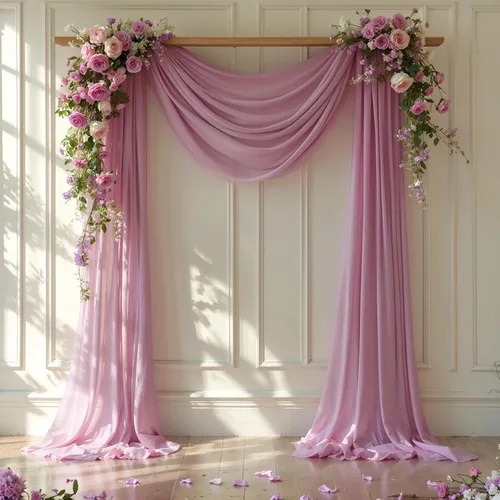 Vista 16 de Cortinas de telón de fondo transparentes para arco de boda de 28 pulgadas x 19 pies Negro