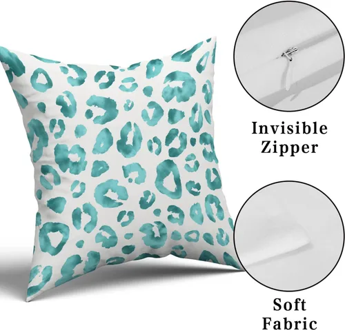 Vista 7 de Juego de 2 fundas de almohada con estampado de leopardo gris aguamarina de 16 x 16 pulgadas, diseño de guepardo gris acuarela y blanco, fundas