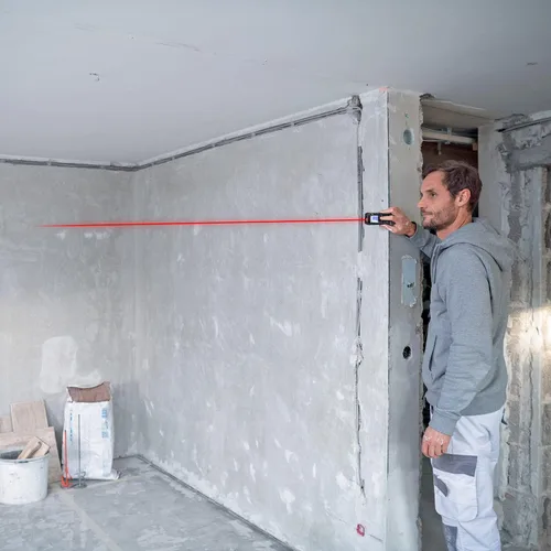 Vista 6 de ENGiNDOT - Medidor láser digital de distancia de 196 pies, con 2 niveles de burbujas, interruptor de Mpulgadaspiepie+in, impermeable IP54 y a prueba