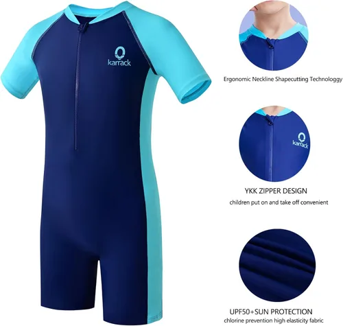 Vista 4 de karrack Traje de baño de una pieza para niñas y niños con protección solar UPF 50+