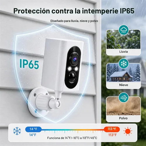 Vista 9 de 355° Pan Rotate Cámaras 4 Paquetes, 2K Video, Cámaras de Seguridad