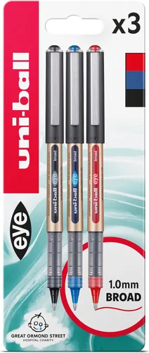 Vista 8 de uni-ball UB-150-10 Eye Broad Rollerball 3pc Blister Negro Plástico Libre Embalaje