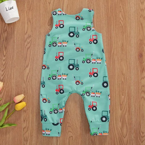 Vista 3 de Mameluco de dibujos animados sin mangas para bebé recién nacido, traje de una pieza, ropa de verano