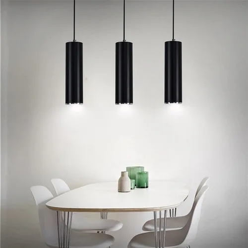 Vista 5 de GU10 Dia 6CM L 20CM Anillo de Plata Moderno Tubo Cilíndrico LED Lámpara Lámpara Colgante Focos para Cocina Isla Comedor Tienda Bar Counter