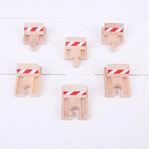 Vista 2 de Bigjigs Rail Buffers de madera (paquete de 6) - Otras marcas principales de rieles de madera son compatibles