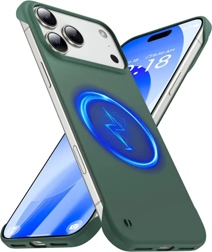 Vista 17 de GRECAZO - Funda magnética delgada sin marco para iPhone 17 Pro Max, color azul