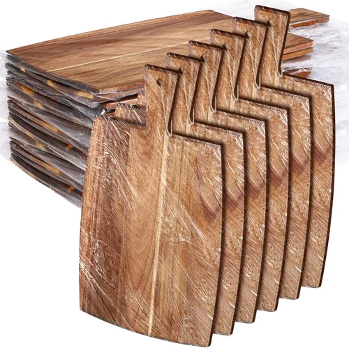 Vista 9 de Irenare Juego de 18 tablas de cortar lisas con asas, grabado láser, charcutería de madera, tabla de cortar para servir a granel para bricolaje