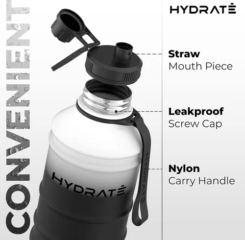 Vista 3 de HYDRATE Botella de Agua de Acero Inoxidable de 74 Oz - Mono - Botella de Agua de Metal para Gimnasio Libre de BPA - Correa de Transporte de Nylon