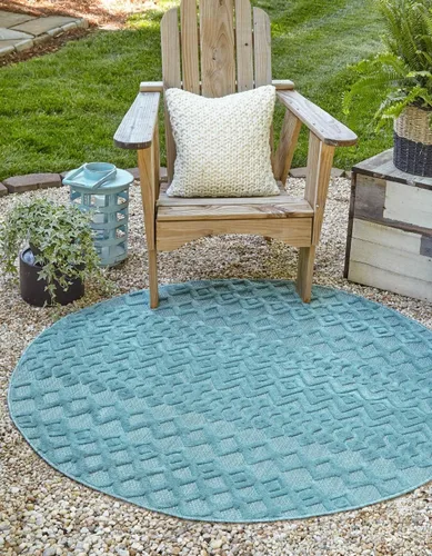Vista 25 de Unique Loom Alfombra de área de la colección texturizada Trellis para exteriores, color osage, 2 x 3 pies, rectangular, color aguamarina