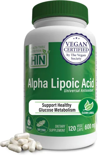 Vista 8 de Health Thru Nutrition Ácido alfa lipoico 600 mg, 60 porciones, certificado vegano, antioxidante universal, sin OMG, probado por terceros