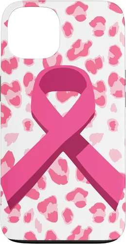 Vista 7 de Funda para iPhone 16 con cinta rosa en estampado de leopardo para concientización sobre el cáncer de mama
