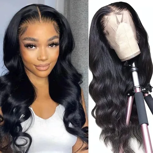Vista 12 de Wear and Go - Peluca estilo Bob sin pegamento, pelucas de cabello humano con ondas corporales y encaje frontal para mujeres negras, cierre de encaje