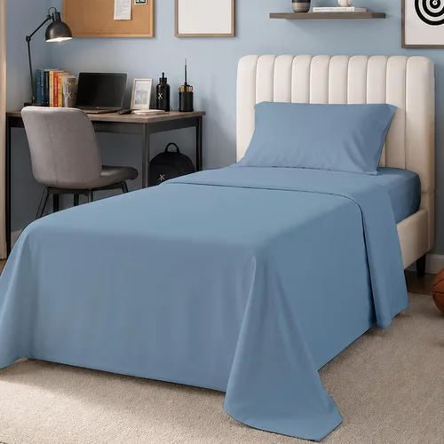 Vista 12 de SUPREME ELEGANCE Juego de sábanas de cama individual 100% algodón - Blanco ártico, ropa de cama de percal de 3 piezas, sábanas transpirables frescas