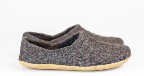 Vista 2 de BureBure Women's Wool Slippers Cocoon Clogs Dark Grey Brown