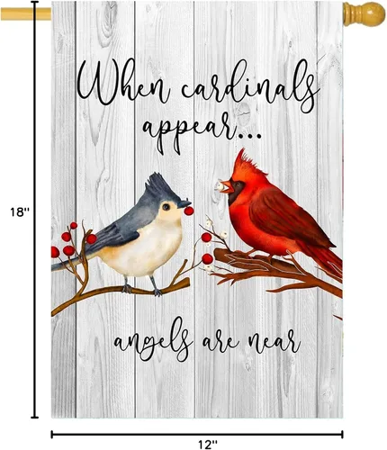 Vista 10 de Cardinals Appear - Bandera de jardín de 12 x 18 pulgadas, decoración de doble cara para el Día de los Caídos Cuando los Cardenales Aparecen Los
