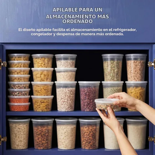 Vista 6 de GUSTO Contenedores de plástico de 8 onzas con tapas