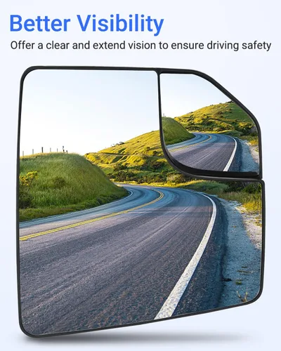Vista 4 de Espejo lateral del pasajero compatible con F150 2015 2016 2017 2018 2019 2020 F150 de lado derecho con espejo de punto ciego reemplazar FL3Z17K707A