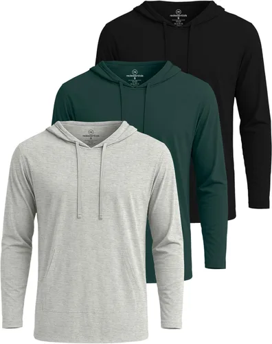 Vista 11 de Real Essentials 3 Pack: Sudaderas con capucha de cordón de algodón para hombre, ligeras y casuales, con bolsillo