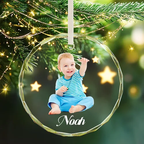 Vista 13 de Adornos de Navidad personalizados 2025, adorno de Navidad personalizado de doble cara, adorno de foto para árbol de Navidad para niños, mamá, papá