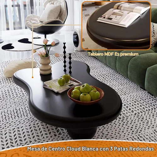 Vista 5 de Mesa de centro moderna Cloud con 3 patas redondas Irregular Shaped Coffee Tables Cream Cute Free Shape Center Table Living Room Small Space Easy