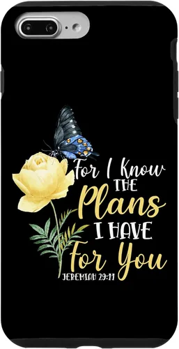 Vista 12 de iPhone 16 Christian Bible Verse Butterfly Rose Flower Jeremiah 29:11 Case