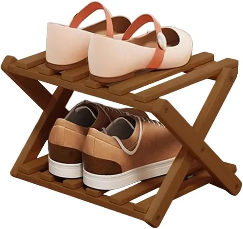 Vista 19 de YYW Zapatero de bambú para entrada, estantes de zapatos de pie libre, estante de armario, organizador vertical plegable de almacenamiento de zapatos