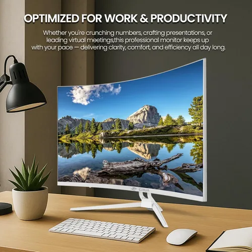 Vista 7 de CRUA Monitor curvo 4K UHD 60Hz de 32", 1500R, AMD FreeSync, altavoces